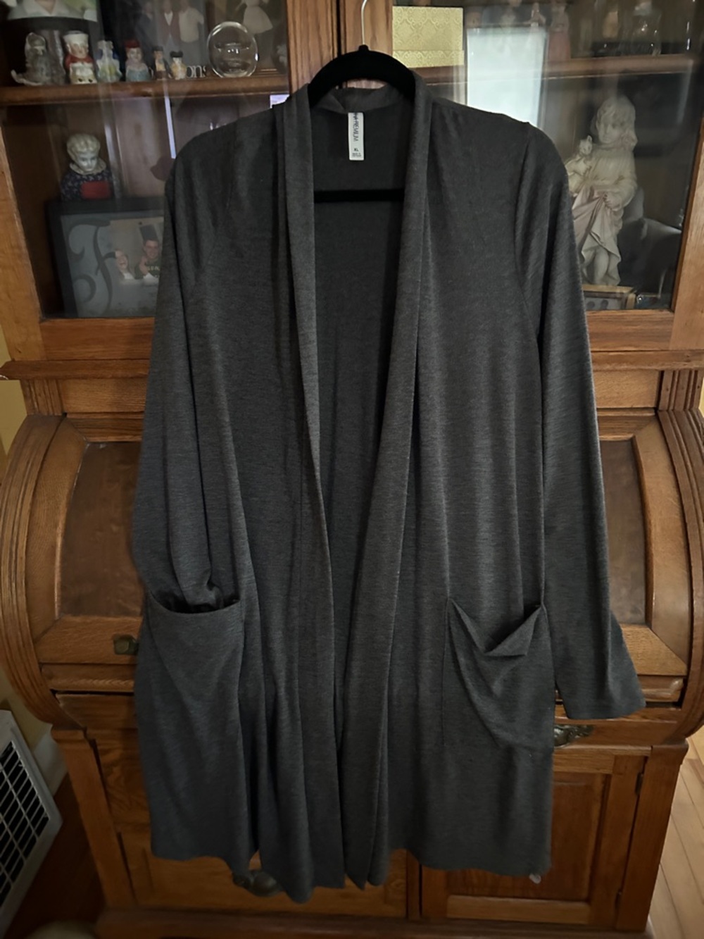 Grey jersey duster type jacket great for those cooler nights.